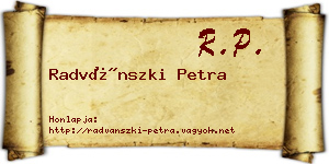 Radvánszki Petra névjegykártya