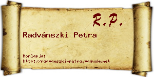 Radvánszki Petra névjegykártya