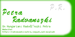 petra radvanszki business card